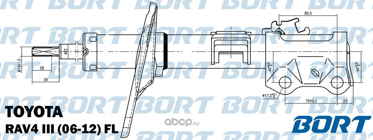 СТОЙКА АМОРТИЗАЦИОННАЯ ГАЗОМАСЛЯНАЯ ПЕРЕДНЯЯ ЛЕВА (Bort). Артикул G22250118L