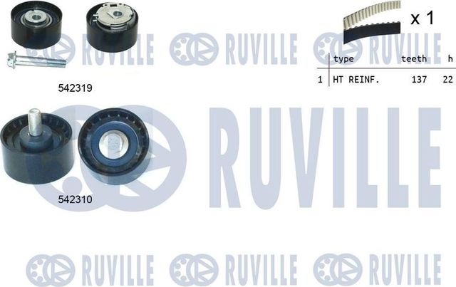 Ремень ГРМ с роликами (комплект) Ruville для Lada Kalina II 2013-2018. Артикул 550506