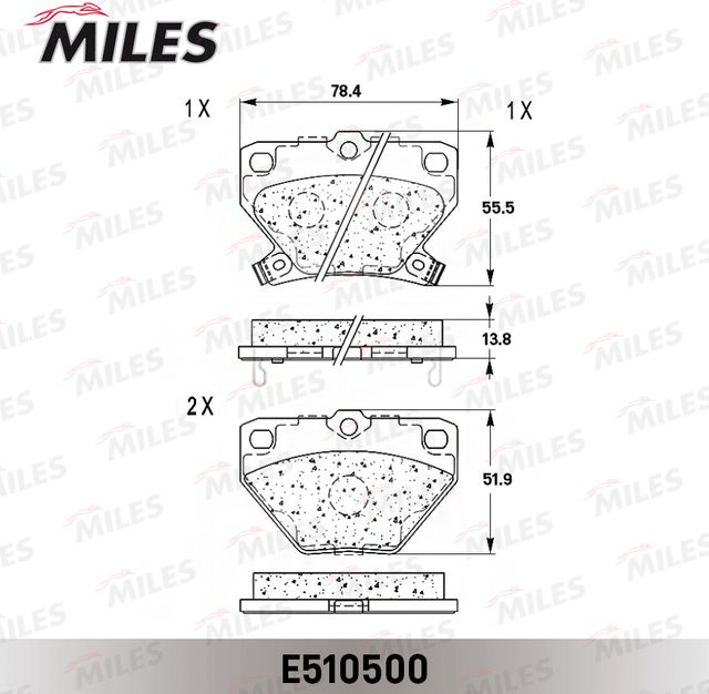 Тормозные колодки Miles (Керамика). Артикул E510500