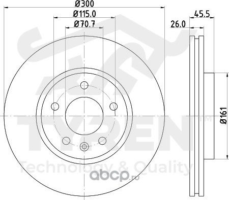 Тормозной диск (Tyren). Артикул TYR1020551