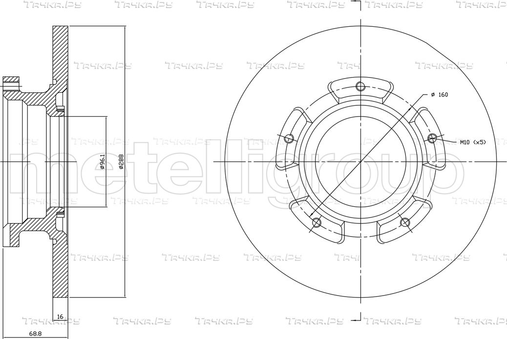 Тормозной диск Metelli задний для Ford Transit VIII 2013-2026. Артикул 23-1753C