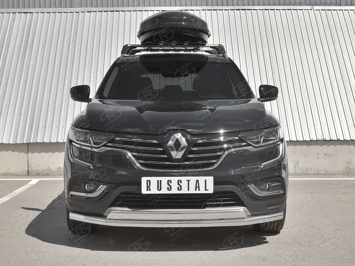 Защита РусCталь переднего бампера d63 секции-d75x42 дуга для Renault Koleos II 2016-2026. Артикул RKZ-002971