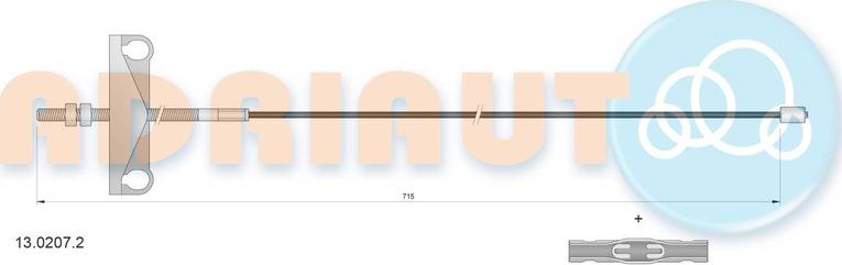 Трос ручника (тросик ручного тормоза) Adriauto. Артикул 13.0207.2