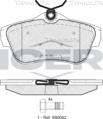 Тормозные колодки Icer задние для Toyota ProAce I 2013-2016. Артикул 141823