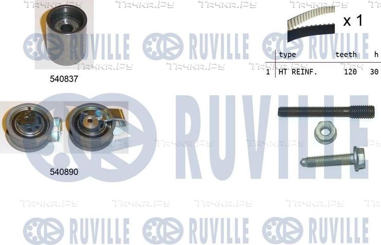 Ремень ГРМ с роликами (комплект) Ruville для Skoda Fabia I 2000-2003. Артикул 550137
