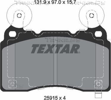 Тормозные колодки Textar передние для Chevrolet Camaro VI 2011-2026. Артикул 2591501