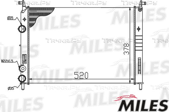 Радиатор охлаждения двигателя Miles (алюминий) для Fiat Strada 2003-2026. Артикул ACRM130
