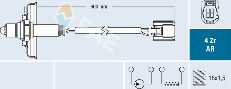 Лямбда-зонд (кислородный датчик) FAE. Артикул 75636