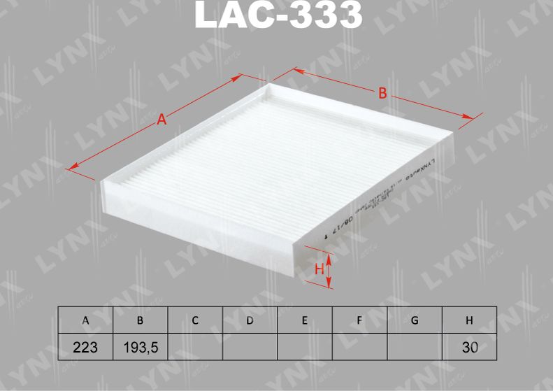 Салонный фильтр LYNXauto. Артикул LAC-333