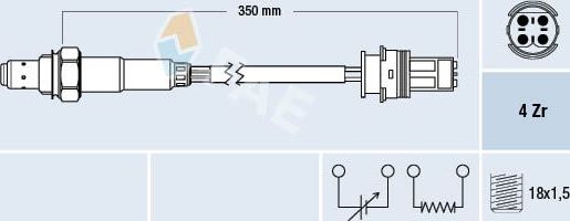 Лямбда-зонд (кислородный датчик) FAE. Артикул 77272