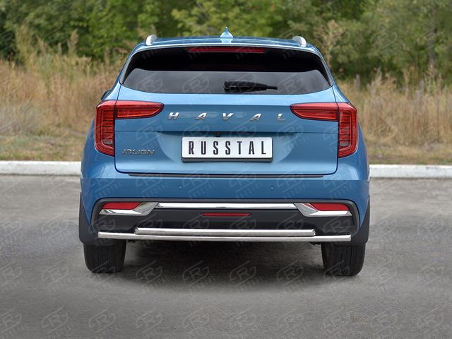 Защита RusStal заднего бампера d42 секции-d42 дуга для Haval Jolion 1.5 2WD 2021-2026. Артикул HJOLZ-003993