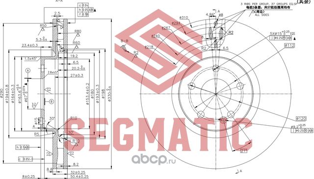 ДИСК ТОРМОЗНОЙ (Segmatic). Артикул SBD30093352