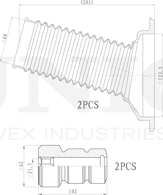 Отбойник и пыльник амортизатора, комплект (Unio). Артикул DUC-50027