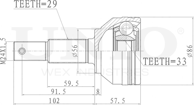 ШРУС наружный (Unio). Артикул CVJ-20196