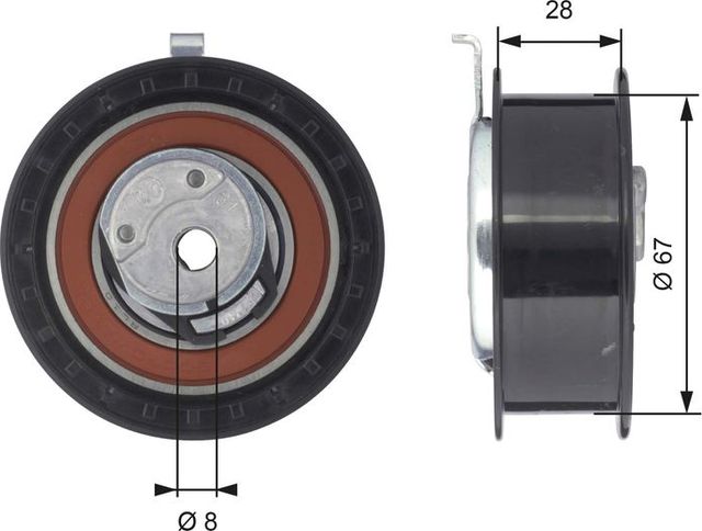 Натяжной ролик (натяжитель) ремня ГРМ Gates PowerGrip®. Артикул T43052