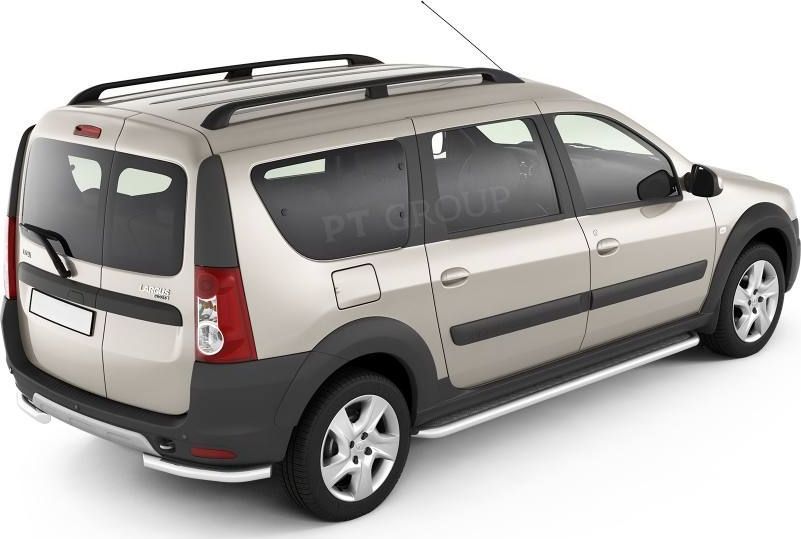 Защита порогов PT Group с алюминиевой площадкой d51 (НПС) для Lada Largus Cross 2015-2026. Артикул LLC220302
