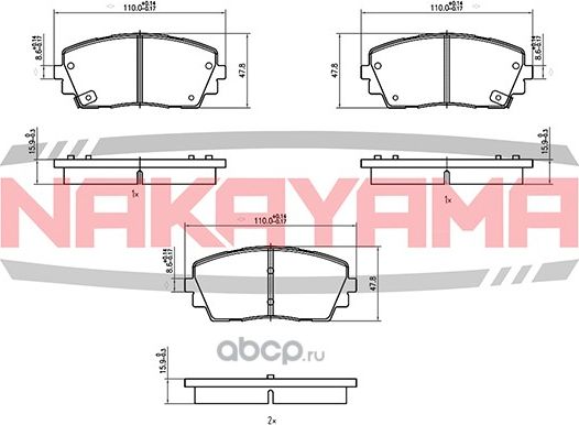 Колодки тормозные дисковые передние Kia Picanto 1.0/1.2 11 (Nakayama). Артикул HP8624NY