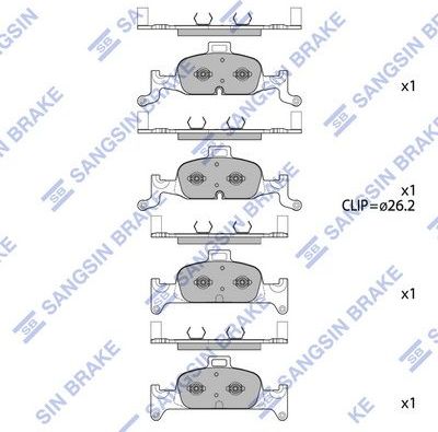 Тормозные колодки Sangsin Hi-Q передние для Audi S5 II (F5) 2016-2026. Артикул SP4111