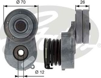 Натяжной ролик (натяжитель) приводного клинового зубчатого ремня Gates DriveAlign®. Артикул T38496
