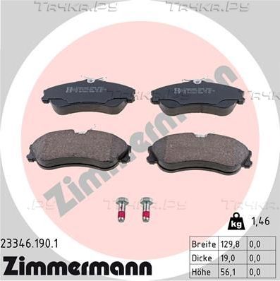 Тормозные колодки Zimmermann. Артикул 23346.190.1
