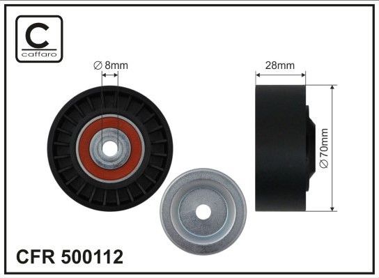 Направляющий (ведущий) ролик приводного поликлинового ремня Caffaro (полимерный материал). Артикул 500112