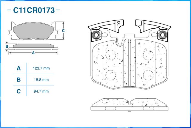 Колодки тормозные передние (Low Metallic) (Cworks). Артикул C11CR0173