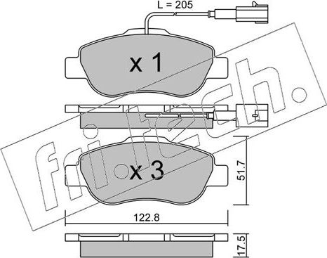 Тормозные колодки fri.tech. передние для Fiat 500 II 2007-2026. Артикул 654.1