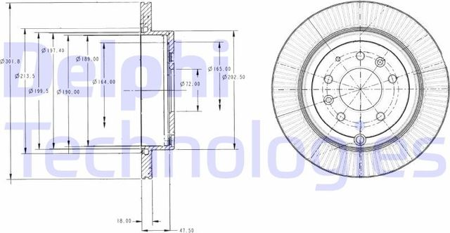 Тормозной диск Delphi задний для Mazda CX-7 I 2006-2014. Артикул BG4336