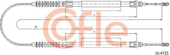Трос ручника (тросик ручного тормоза) Cofle. Артикул 10.4725
