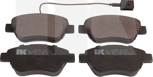 Тормозные колодки NK передние для Fiat Doblo I 2003-2013. Артикул 222380