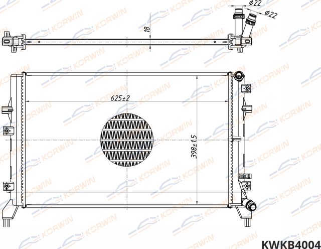Радиатор охлаждения Skoda Octavia (04-)/VW Golf (08-) 1.2-1.4T (гарантия 2 года) (Korwin). Артикул KWKB4004