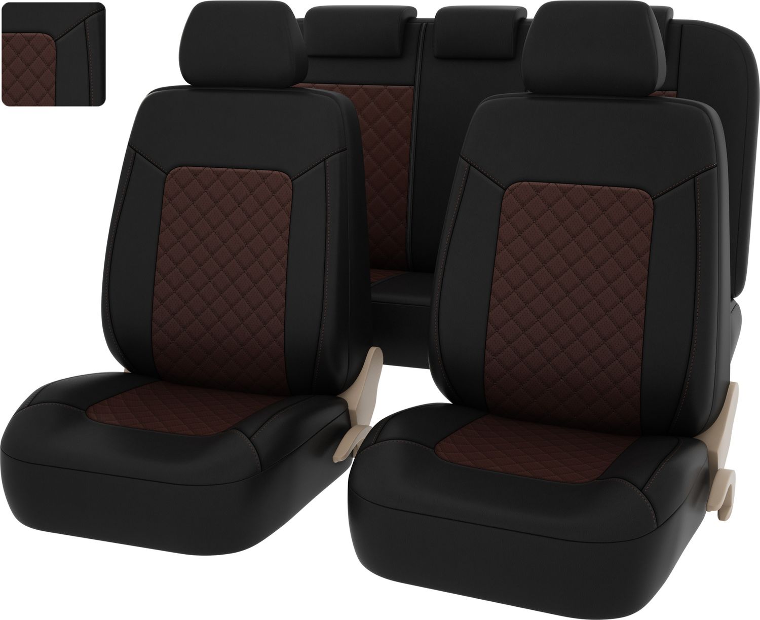 Чехлы универсальные PSV Elegant Next на сидения, цвет Ромб Черный/Коричневый. Артикул 129201
