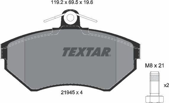 Тормозные колодки Textar Q+ передние для Audi A4 I (B5) 1994-2001. Артикул 2194503