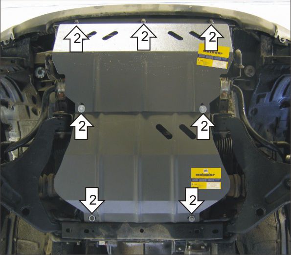 Защита Мотодор для радиатора, картера, дифференциала Mitsubishi L200 IV 2007-2015. Артикул 11313