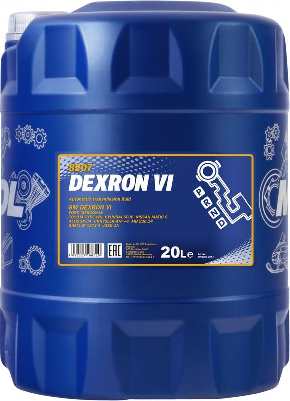 Масло трансмиссионное для АКПП DEXRON VI (20л) (Mannol). Артикул 1396