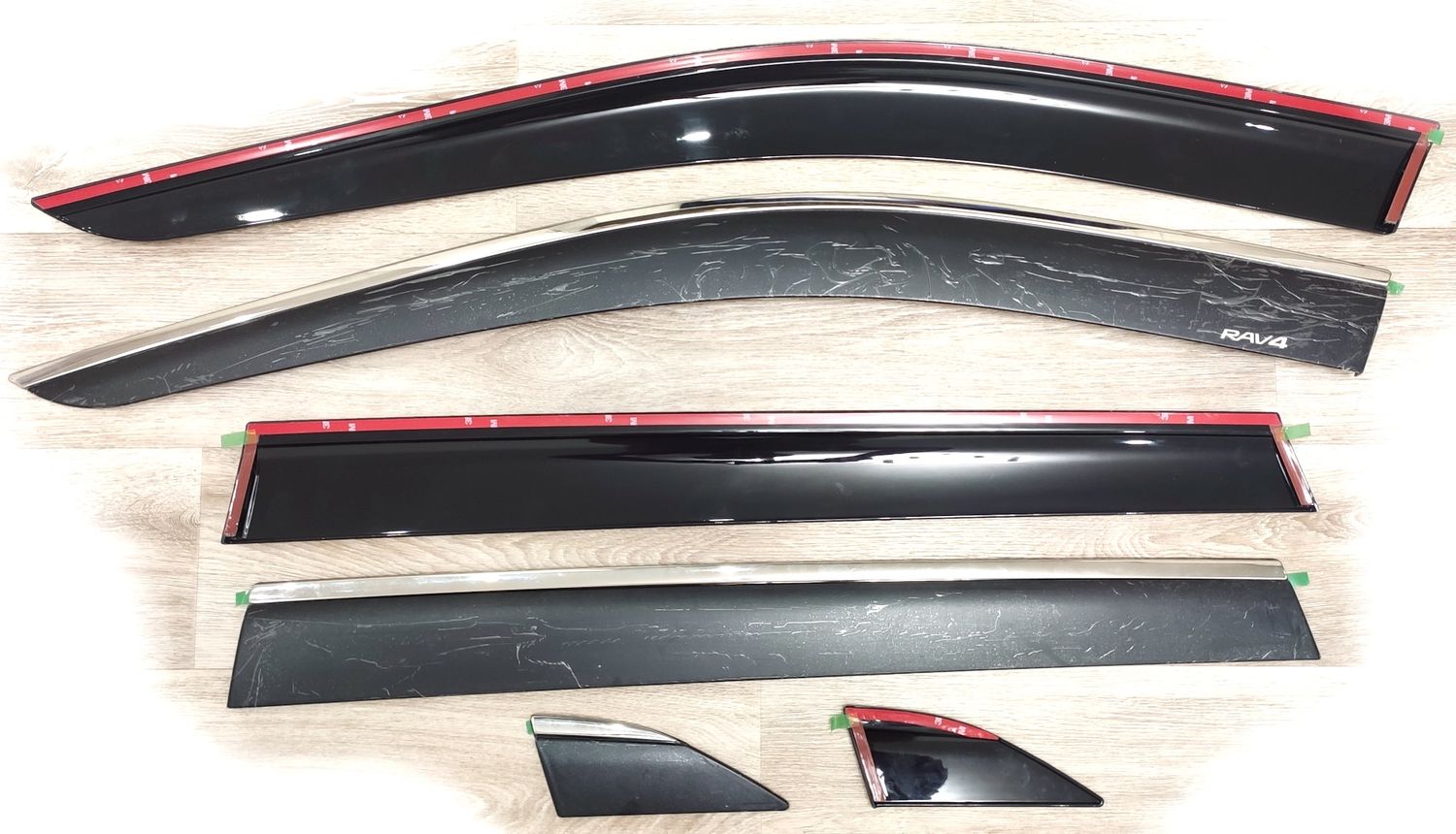 Дефлекторы Alvi-Style с надписью RAV4 для окон (нерж.молдинг) Original (6частей) Toyota RAV4 V 2019-2026. Артикул ORG-011(6)