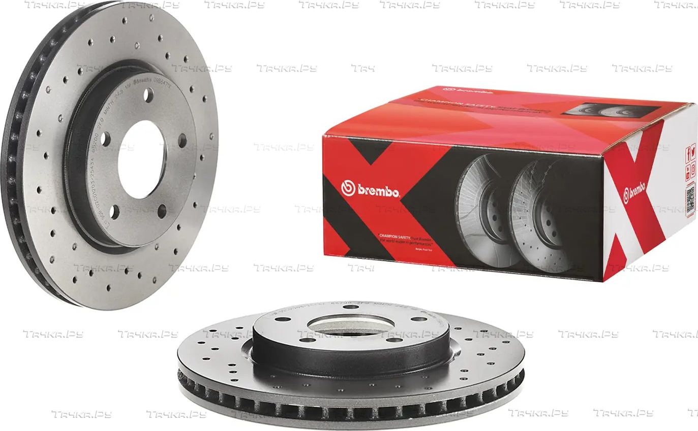 Тормозной диск Brembo XTRA LINE - Xtra передний для Mitsubishi Lancer IX 2007-2013. Артикул 09.B647.1X