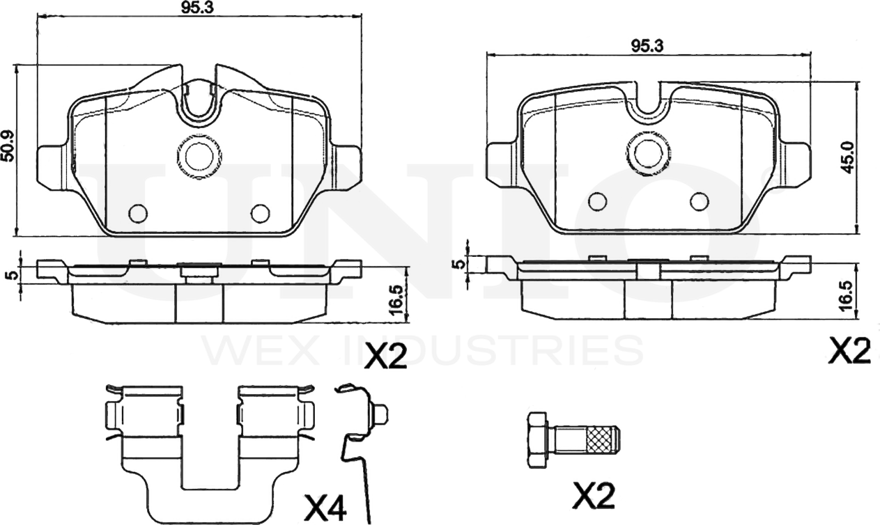 Колодки тормозные дисковые, комплект (Unio). Артикул BRP-20014