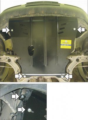 Защита Мотодор для картера, КПП Audi A3 8L 1996-2003. Артикул 00126