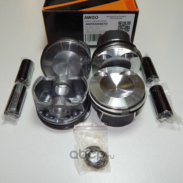 4 шт. порш., кольца, пальцы STD (комплект) AWPK0009STD (Awgo) Awgo. Артикул AWPK0009STD