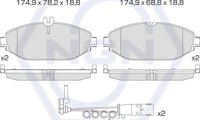 Колодки тормозные керамические, передние (NGN). Артикул 3502450