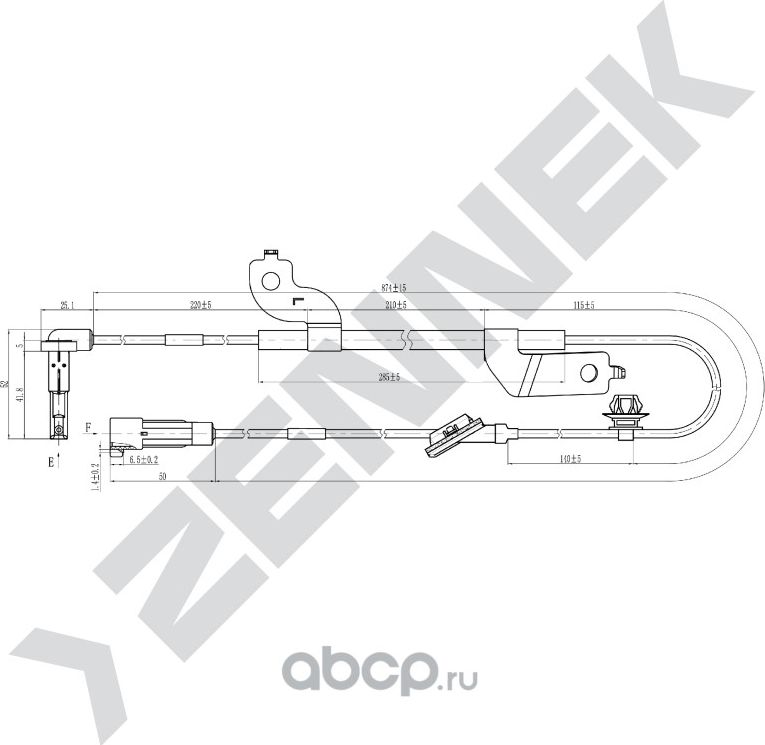 Датчик ABS передний левый MITSUBISHI LANCER 10 ->, OUTLANDER 05-12 (Zennek). Артикул DAS0064