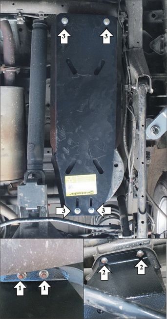 Защита Мотодор усиленная для топливного бака Mitsubishi Pajero Sport III 2016-2026. Артикул 11335