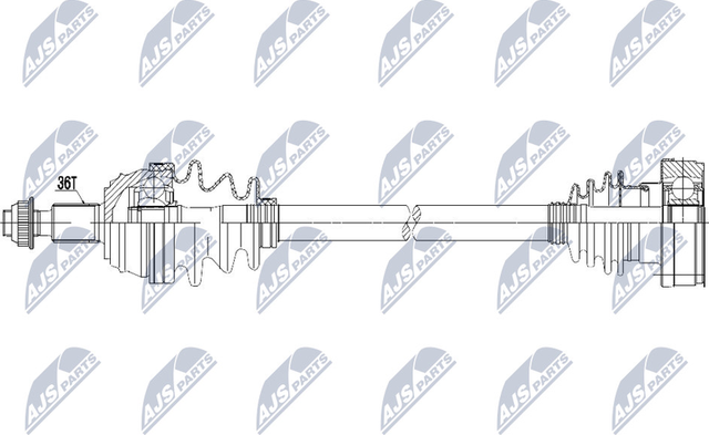 Полуось (привод в сборе, приводной вал) NTY левая для Audi A3 I (8L) 1996-2003. Артикул NPW-VW-097