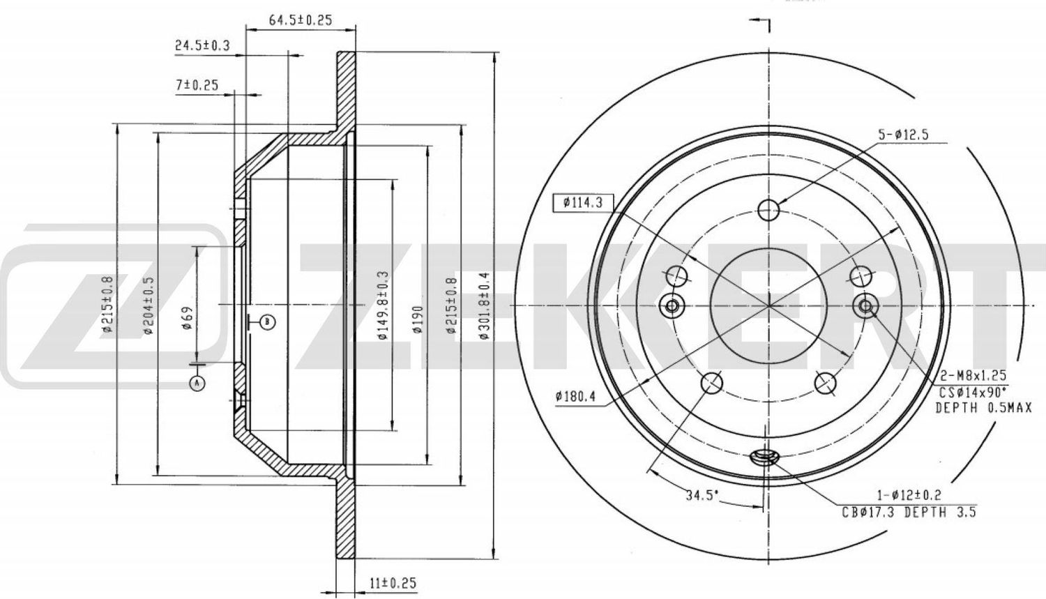 Тормозной диск Zekkert. Артикул BS-5442B