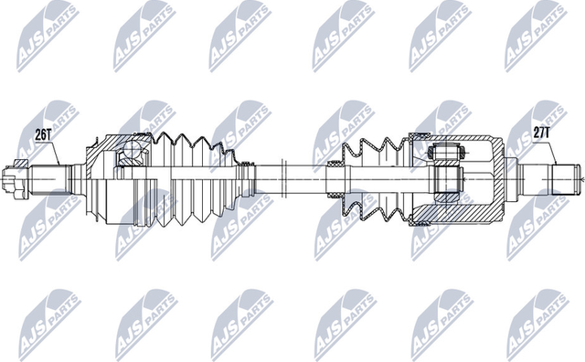 Полуось (привод в сборе, приводной вал) NTY для Honda Civic VIII 2005-2011. Артикул NPW-HD-050