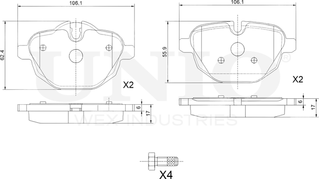 Колодки тормозные дисковые, комплект (Unio). Артикул BRP-20281