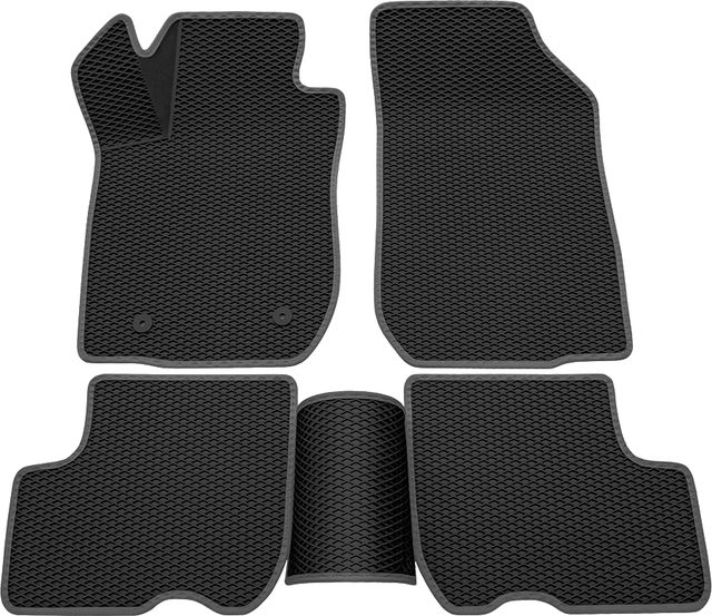 Коврики Rezkon 3D EVA Ромб резиновые для салона Lada Largus 5 мест 2012-2026 Серый кант. Артикул 9239020102