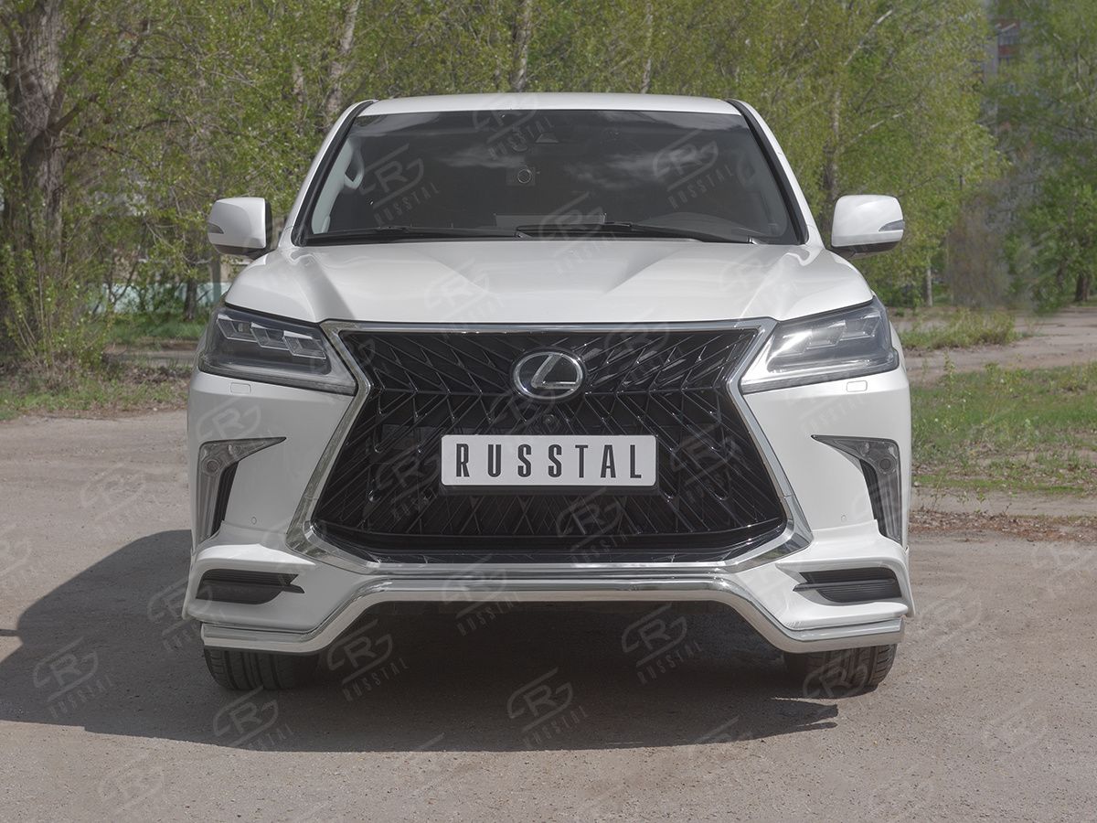 Защита RusStal переднего бампера d63 волна для Lexus LX450d III 2-й рестайлинг (TRD Superior) 2015-2026. Артикул LLX4SZ-003232