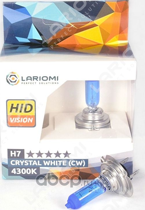 ЛАМПА ГАЛОГЕННАЯ H7 12V 55W PX26D CRYSTAL WHITE (4300K) (КОРОБКА 2 ШТ.) (Lariomi). Артикул LB1124CW 